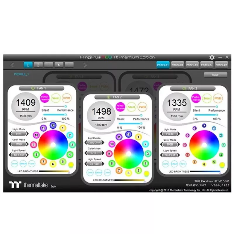 Thermaltake Riing Plus 12 LED RGB Radiator Fan TT Premium Edition CL-F054-PL12SW-A ventilador de caja, 120 mm, pack de 5