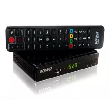 Sintonizador set-top WIWA 2_275294 H.265 DVB-T/DVB-T2 HD, 1 sintonizador, 470–860 MHz, HDMI 1.3, USB 2.0, SCART, negro