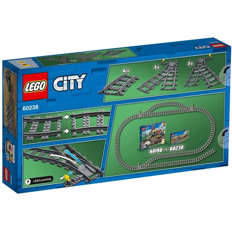 Set de construcción LEGO City 60238 – desvío de vías y accesorios para sets de juego
