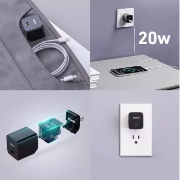 Cargador de pared Aukey PA-Y20S 20W USB-C Power Delivery, compacto, una conexión
