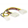 Cable de alimentación interno DeLOCK 83658 0,39 m 3 pines a 2 x Molex 4 pines