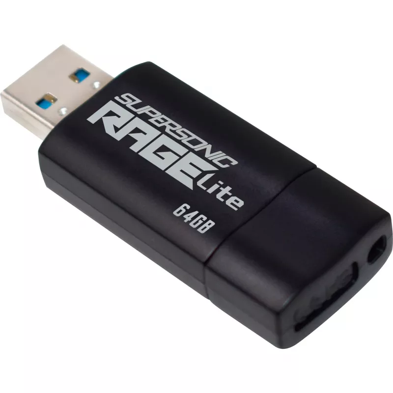 Memoria USB PATRIOT Supersonic Rage Lite 64 GB USB Type-A 3.2 Gen 1, mecanismo deslizante, resistente a golpes