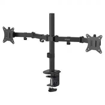 Soporte de mesa para monitor SAVIO UM-03 negro, pinza doble para monitor, VESA 100x100, compatible con 17