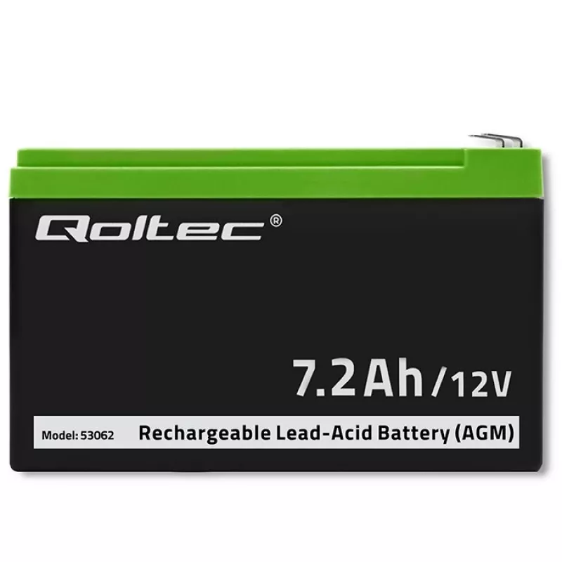 Batería Qoltec 53062 AGM | 12V | 7,2 Ah | máx. 108A