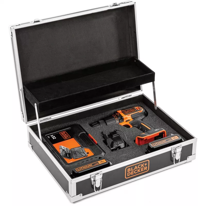 Taladradora Black & Decker BDCHD18B2FC-QW 18V litio-ion 2 baterías