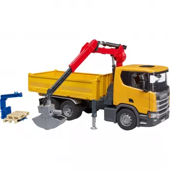 Camión de obra de juguete BRUDER Scania Super 560R con grúa y 2 palés