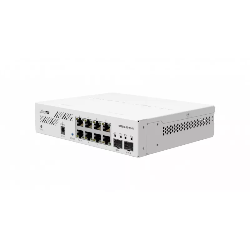 Switch de red MikroTik CSS610-8G-2S+IN — 8x Gigabit RJ-45, 2x SFP+ 10G, PoE, entrada 12–57V