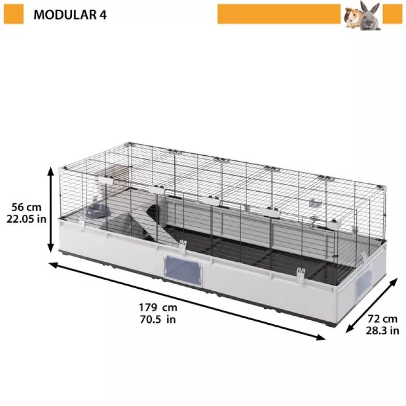 FERPLAST Modular 4 – Jaula para conejos y cobayas – 179 x 72 x 56 cm