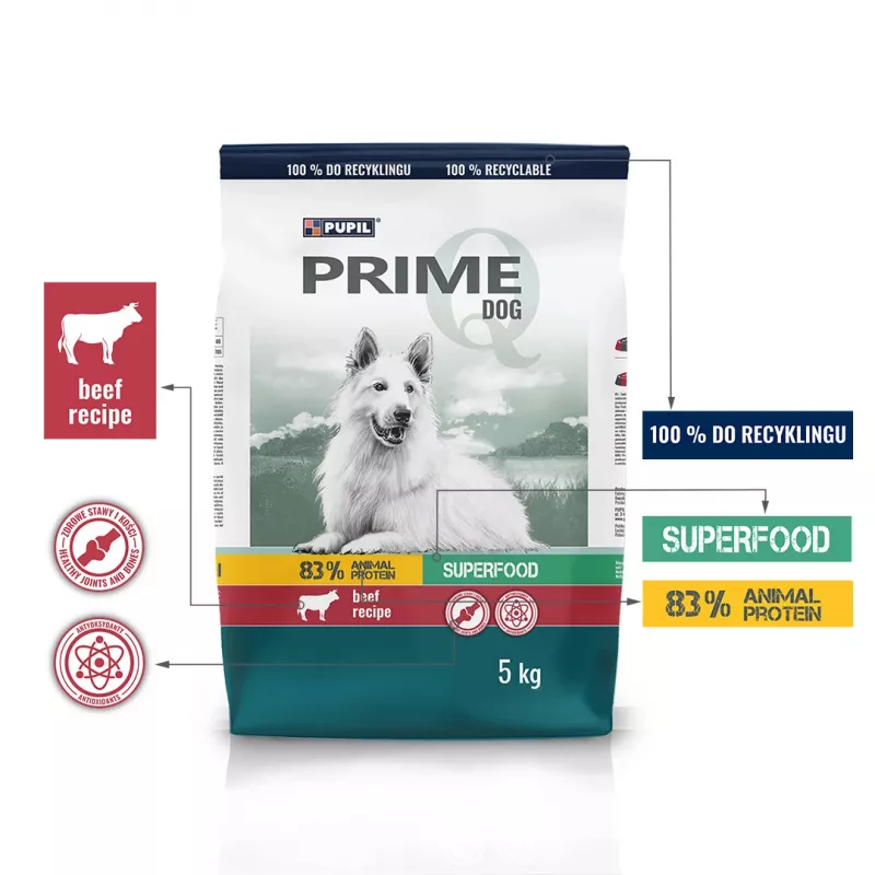 PUPIL Prime rico en ternera con verduras - Pienso seco para perros - 5 kg