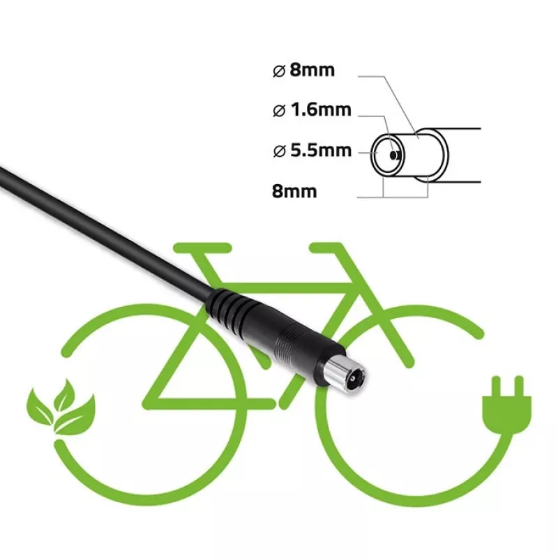 Cargador rápido Qoltec para patinete eléctrico XIAOMI / e-bike de 36V | 42V | 2A | 8,0*8,0mm+Pin | impermeable + cable de alimentación