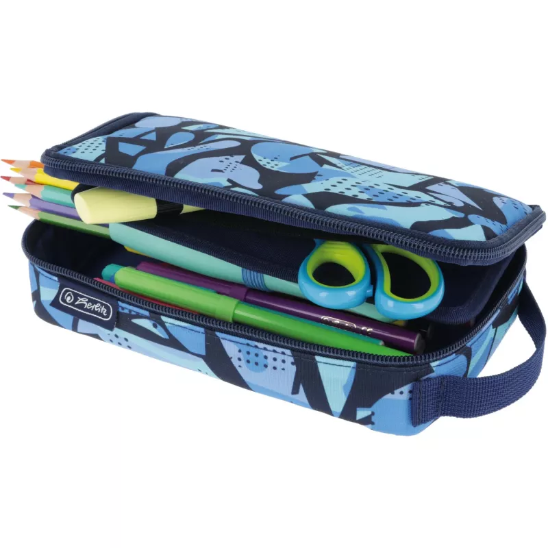 Estuche Herlitz 2 Go CamoBlue poliéster azul 210x130x60mm