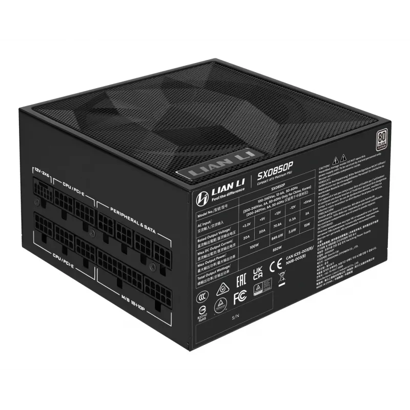 Fuente de alimentación lian li SX Series 850W 80 PLUS Platinum totalmente modular PCIe 5.1 ATX 3.1