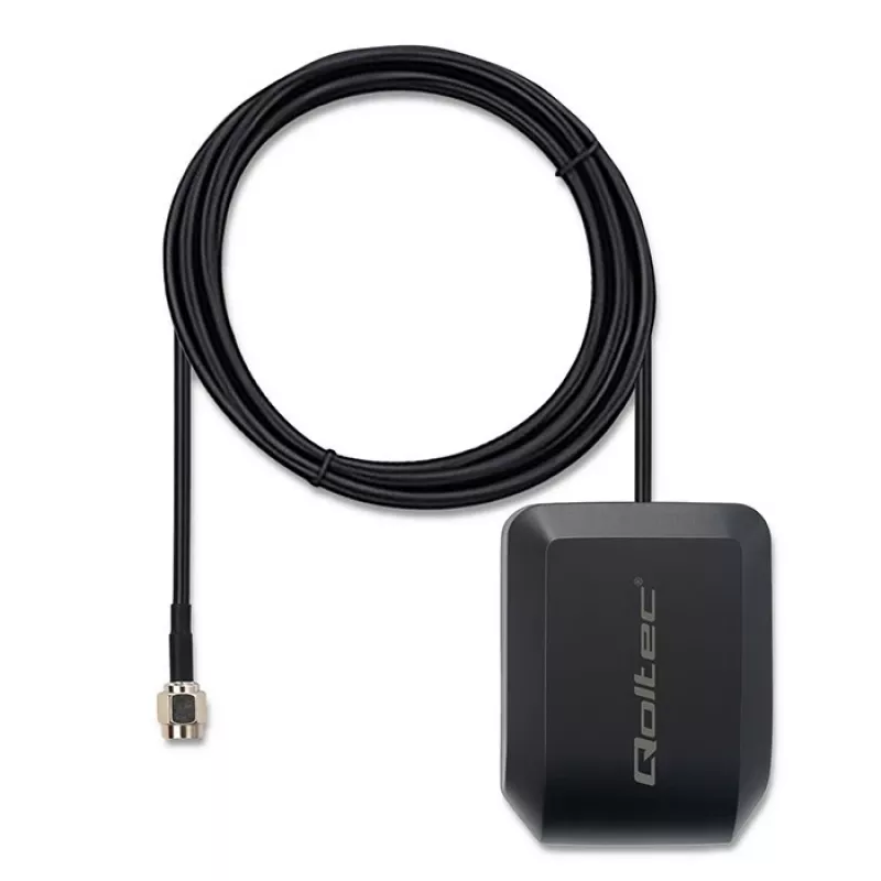 Antena GPS/GLONASS QOLTEC modelo 57055 con base magnética, ganancia de 28 dB