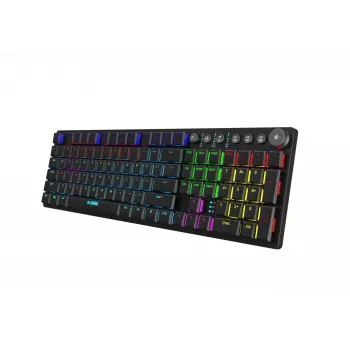 Teclado IBOX AURORA K-6 — Full-Size QWERTY, RF Wireless + Bluetooth, retroiluminación RGB, teclas mecánicas de perfil bajo, negro