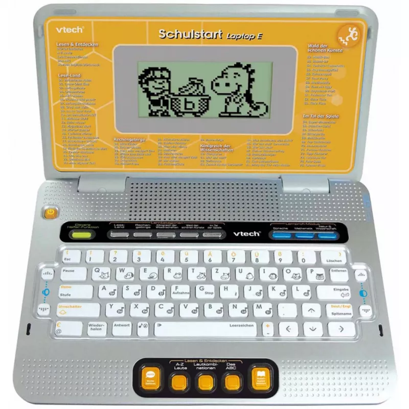 VTech Laptop E portátil de aprendizaje para niños con funda protectora (amarillo/gris)