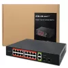 Switch de red QOLTEC 52292 — Gigabit Ethernet PoE, 16x RJ45, 2x RJ45 uplink, 2x SFP