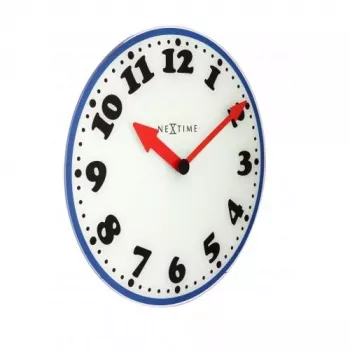 Reloj de pared NeXtime 8151 Boy, Ø43 cm, blanco/azul/negro/rojo