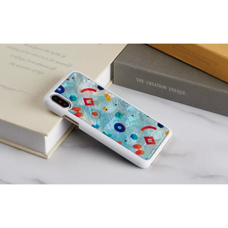 Funda para móvil iKins para iPhone XS / iPhone X S – blanca poppin rock tapa trasera protectora