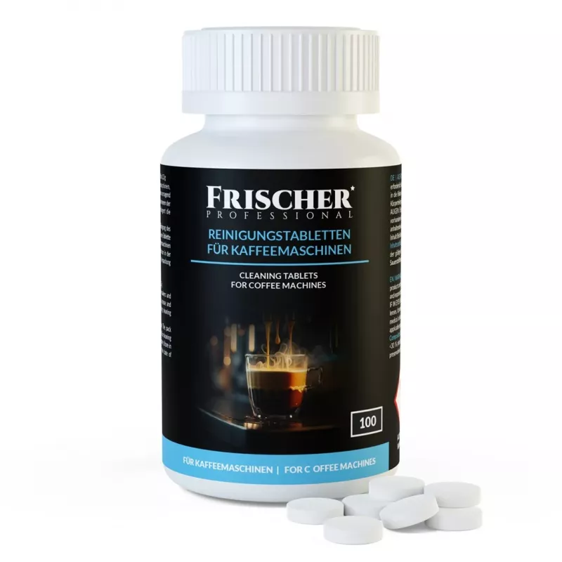 Pastillas limpiadoras para cafeteras FRISCHER 100 uds. blíster 1,3 g 16 mm de diámetro