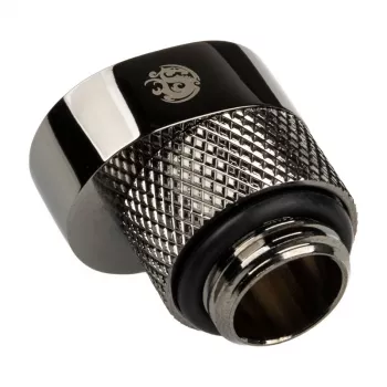 Adaptador BitsPower X-Cross G1/4 pulgadas rosca macho a G1/4 pulgadas rosca hembra, 5 mm de desplazamiento, negro brillante