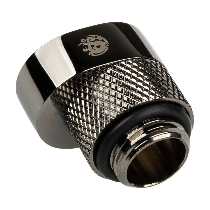 Adaptador BitsPower X-Cross G1/4 pulgadas rosca macho a G1/4 pulgadas rosca hembra, 5 mm de desplazamiento, negro brillante