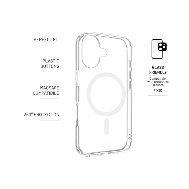 Funda MagSafe FIXED MagPure para Apple iPhone 17 – transparente, carcasa protectora compatible con MagSafe