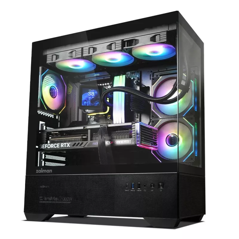 Caja de PC CHRONIX V2 Mid Tower ventiladores ARGB x3 negra