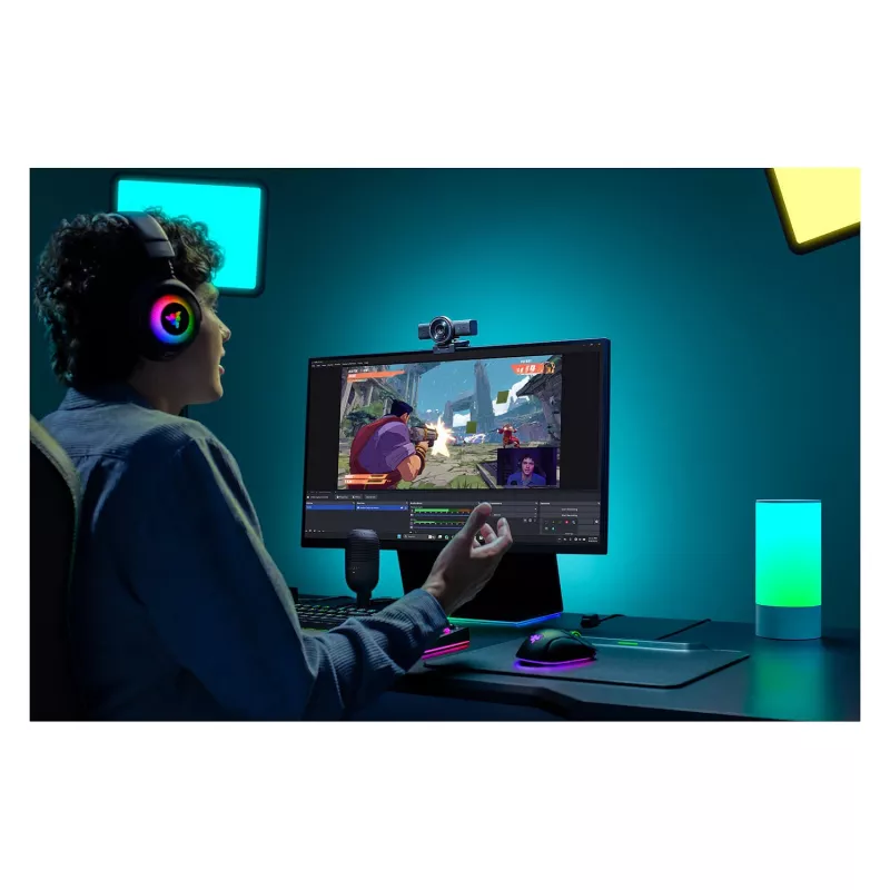 Webcam Razer Kiyo V2 X, 1440p @ 60 FPS, enfoque automático, gran angular - negra