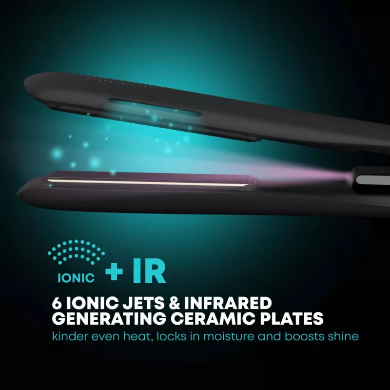 Plancha de pelo Revamp ST-1850BK-EU con función de brillo iónico, negra