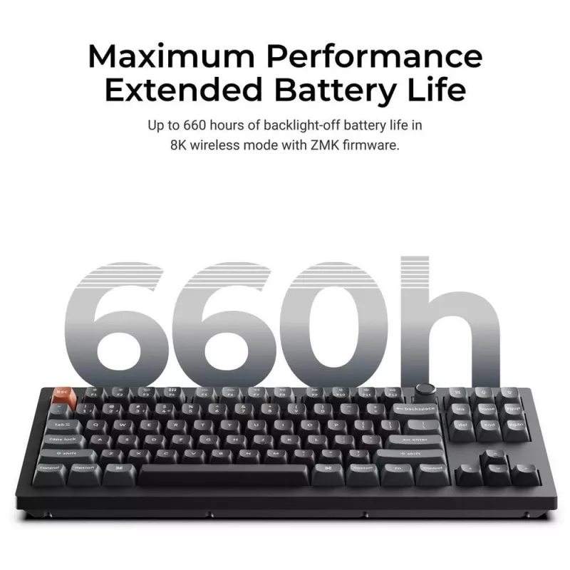 Teclado mecánico Keychron V3 Ultra 8K – cable y Bluetooth, QWERTY, RGB, negro