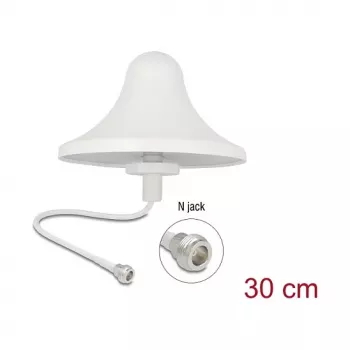 Antena omnidireccional de montaje en techo DELOCK 4G WiFi 2,4 GHz tipo N (conector hembra) 3 dBi RG-58 30 cm