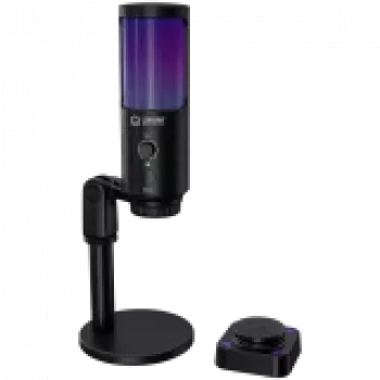 LORGAR SMP40, micrófono RGB con botón de silencio externo y soporte de metal, negro