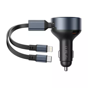 Cargador de coche Vention FFOB0 30W con cable USB-C a Lightning, 30 W de potencia para carga de iPhone