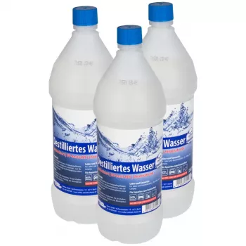 Agua destilada (DIN 13060, DIN 43530 y EN 285) - 3x 1 L