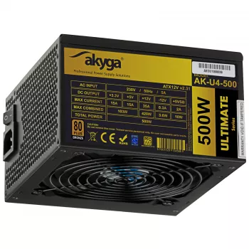 Akyga Ultimate AK-U4-500 fuente de alimentación ATX 500 W, 80 PLUS Bronze, PFC activo, ventilador de 120 mm