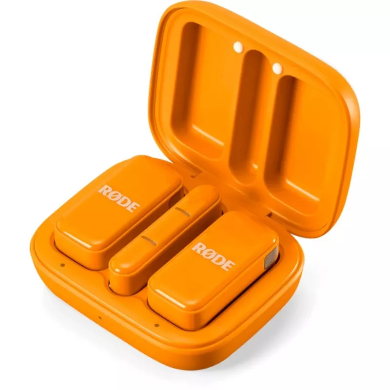 Micrófono inalámbrico Rode Wireless Micro (WIMICROCORA) – sistema lavalier compacto en naranja