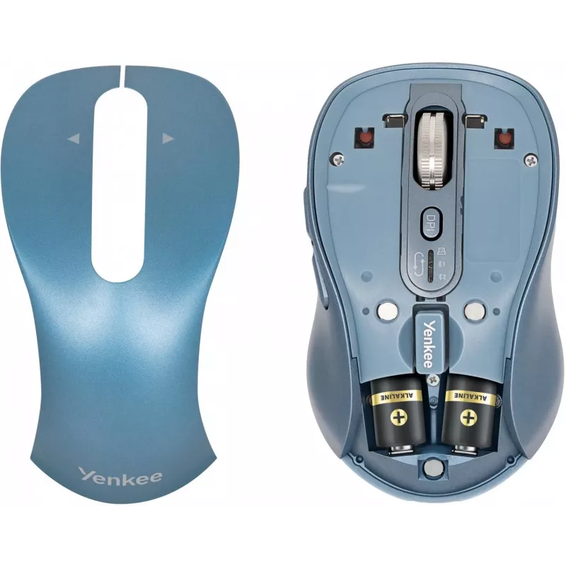 Ratón inalámbrico YENKEE YMS2010BE de doble modo ergonómico, receptor USB 2,4 GHz + Bluetooth 5.1, DPI de 4 niveles 1000–3200, 6 botones