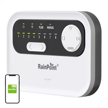 Control de riego RainPoint HIC801W WiFi — programador de riego de 8 zonas, conectividad Wi‑Fi