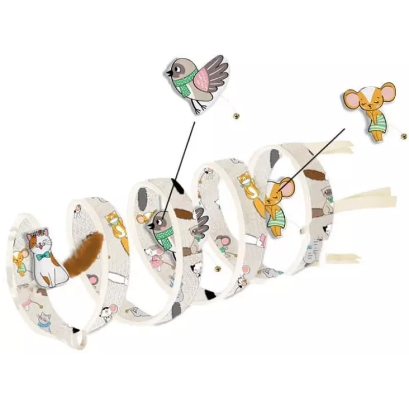 Túnel para gatos ZOLUX CHATOUILLE estampado espiral 'gatos y ratones' 79 cm