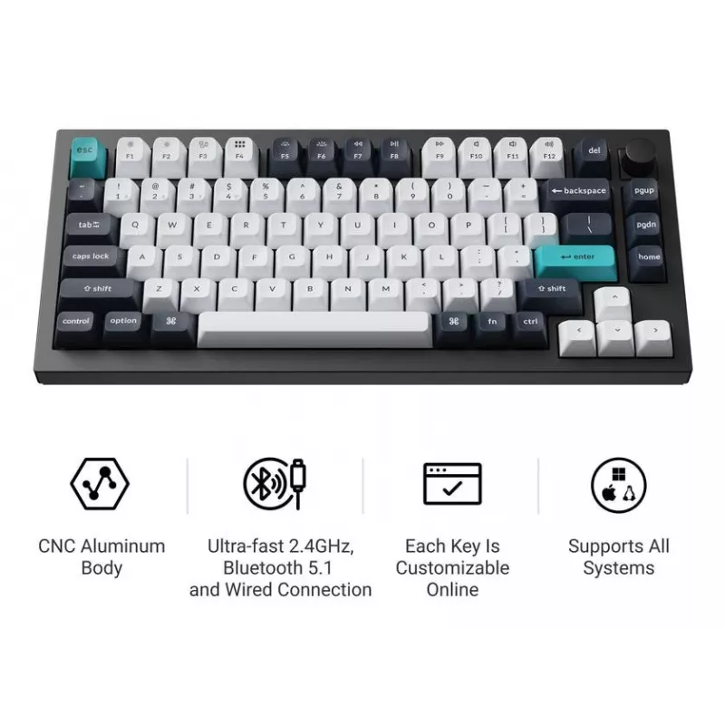 Teclado mecánico Keychron Q1 Max 75% con interruptores Banana, Carbon Black