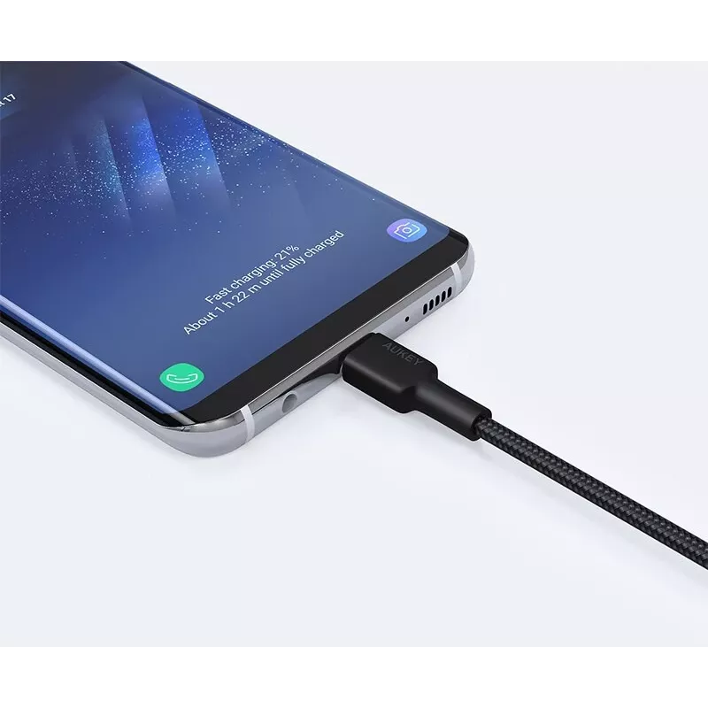 Aukey CB-CA2 OEM cable de USB-C a USB-A, trenzado de nailon, 2 m, negro