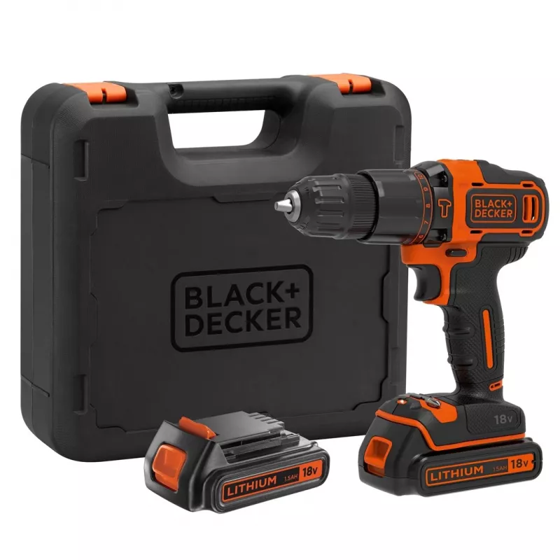 Black & Decker BDCHD18KB-QW Taladro sin llave negro, naranja