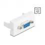 Toma de conexión VGA de montaje en pared DELOCK 81556, conector hembra a conector hembra, blanca, ABS, 45×22,5×17,4 mm