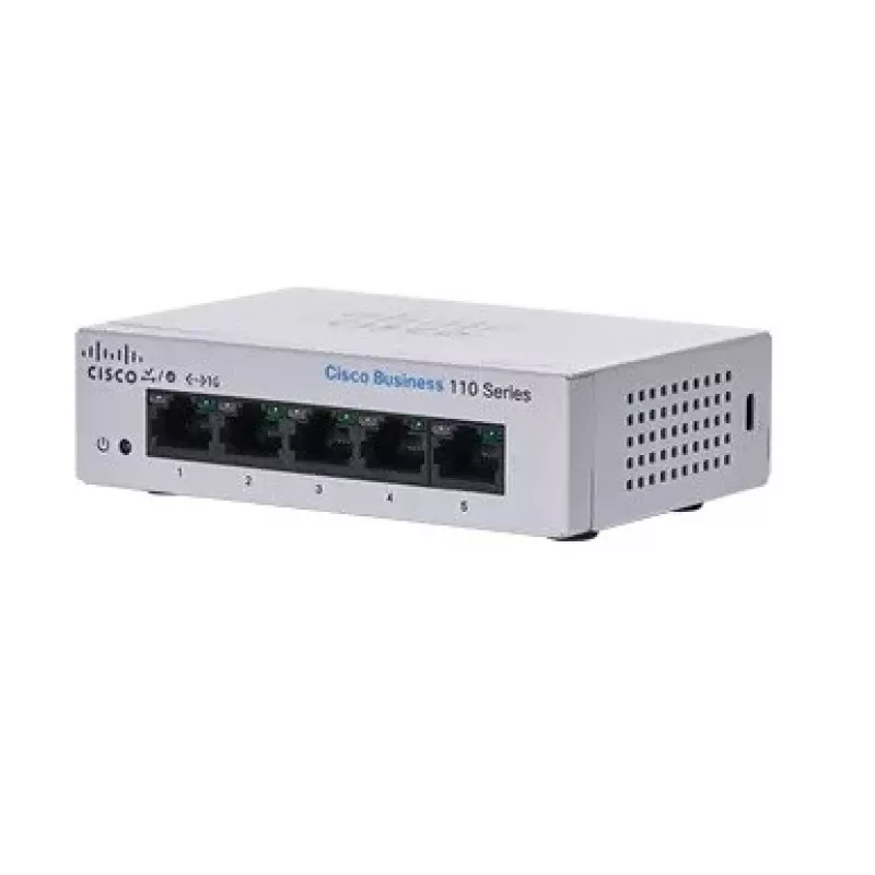 Switch Gigabit Ethernet L2 no gestionado Cisco CBS110 — 5x RJ-45 10/100/1000, 1U, 12V DC, 2048 MAC, 10 Gbit/s