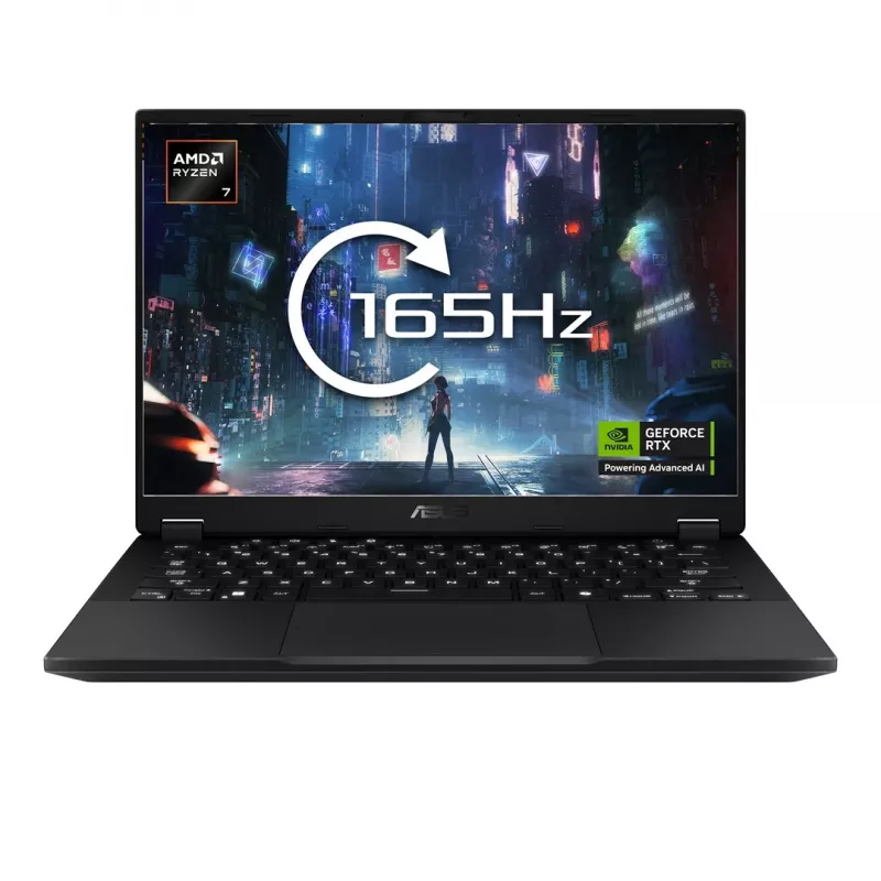 Portátil ASUS FA401UH-RG018 — 14 inch WQXGA IPS 165Hz, AMD Ryzen 7 260 (8c/16t, hasta 5,1 GHz), RTX 5050 8GB, 16GB LPDDR5x, 512GB SSD PCIe 4.0, 73Wh