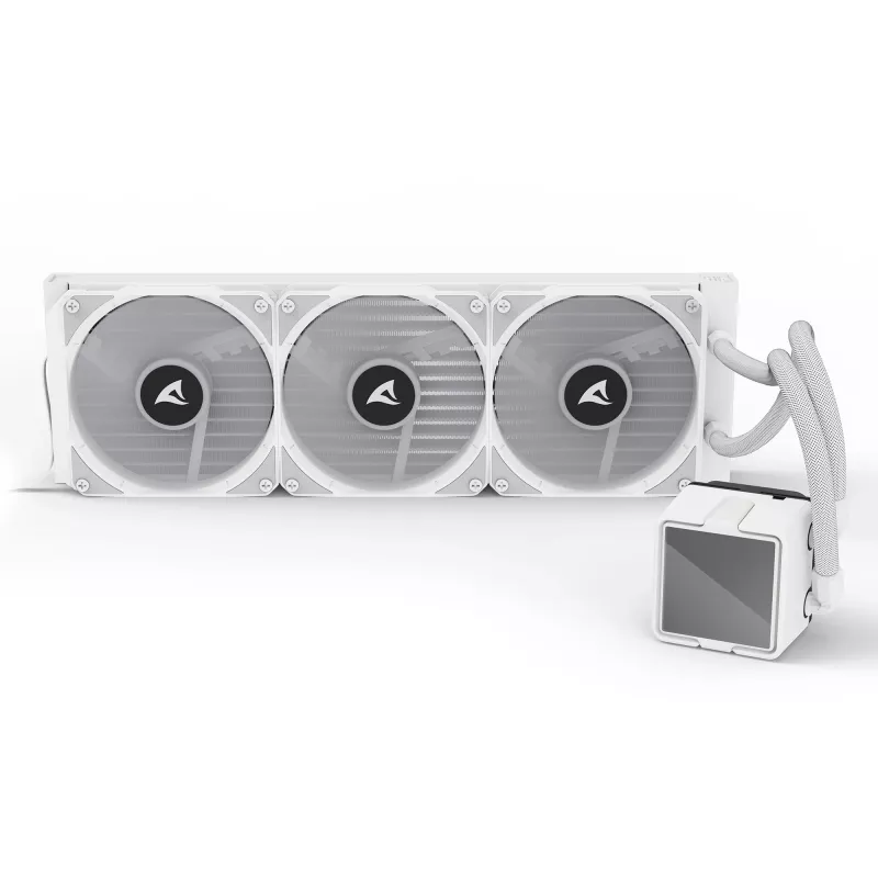 Refrigeración líquida todo en uno para CPU Sharkoon S100 ARGB blanca – radiador de 360 mm, efecto espejo infinito