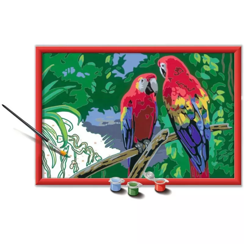 Ravensburger Pintar por números - Loros coloridos