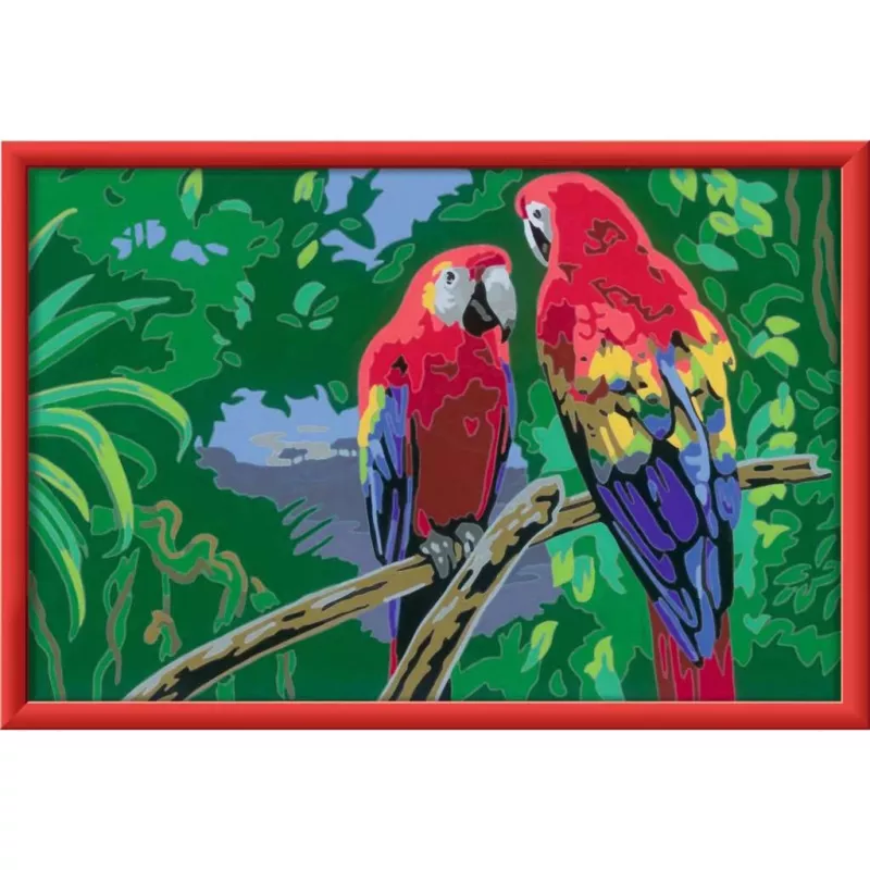 Ravensburger Pintar por números - Loros coloridos