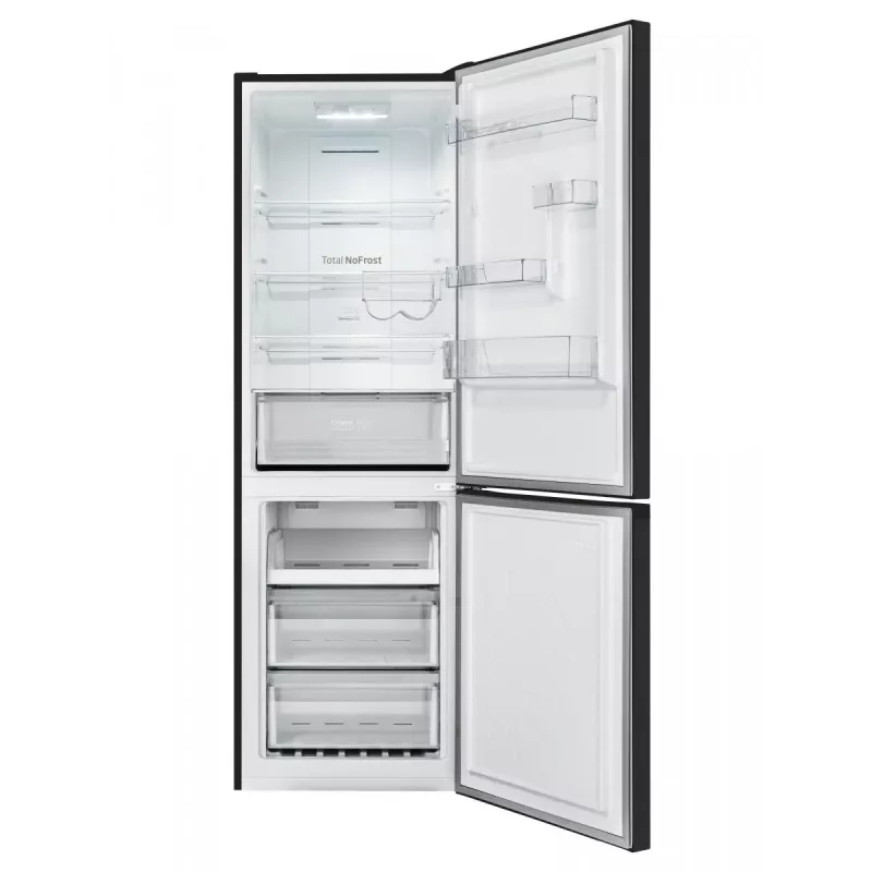 Amica FK3506D.2F(E) frigorífico combi, congelador inferior, 226 l frigorífico + 96 l congelador, Total No Frost, clase energética E, negro