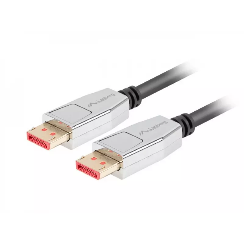 Cable DisplayPort LANBERG CA-DPDP-20CU-0010-BK — DisplayPort a DisplayPort, 1 m, negro/plata